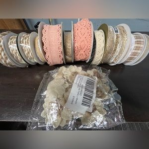 Bundle of Rustic Ribbons & Burlap Flowers